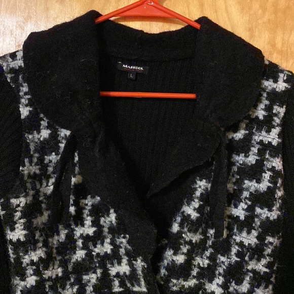 Houndstooth Fuzzy Button Front Sweater Cardigan Made In Italy Large L - Picture 4 of 8